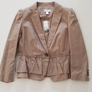 Loft Cocoa, Ruffle Hem Blazer, Size 8